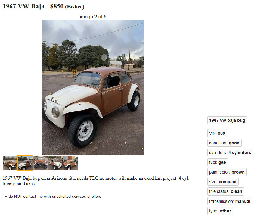 Project Car Hell Blank Slate Baja Bug Edition 1967 Or 1973