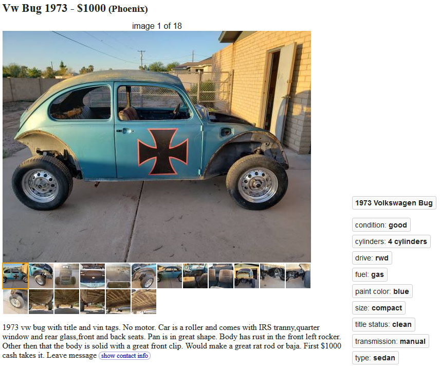 Vw Baja Bug For Sale Craigslist