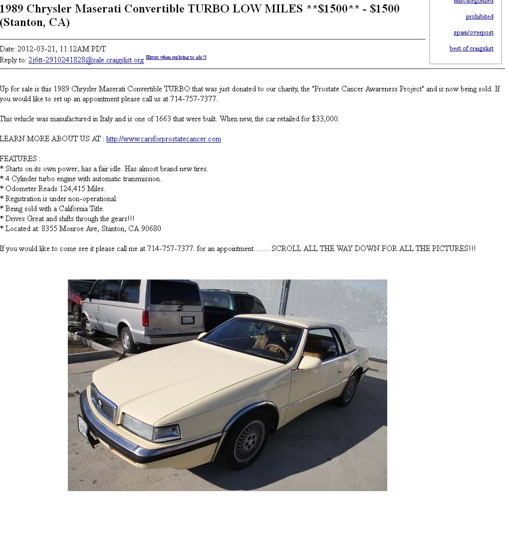 1989 Chrysler maserati value #3
