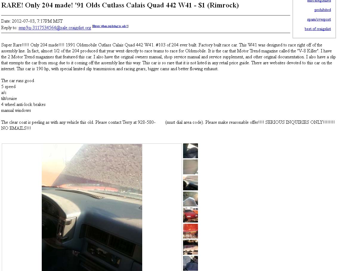 Project Car Hell Quad 4 Inferno Edition Cutlass Calais Quad 442
