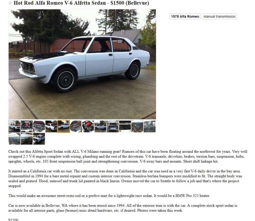 Project Car Hell V6 Swap Madness Edition Alfetta Or