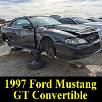 1997 Ford Mustang GT convertible in junkyard