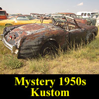 Mystery 1950s custom car in junkyard